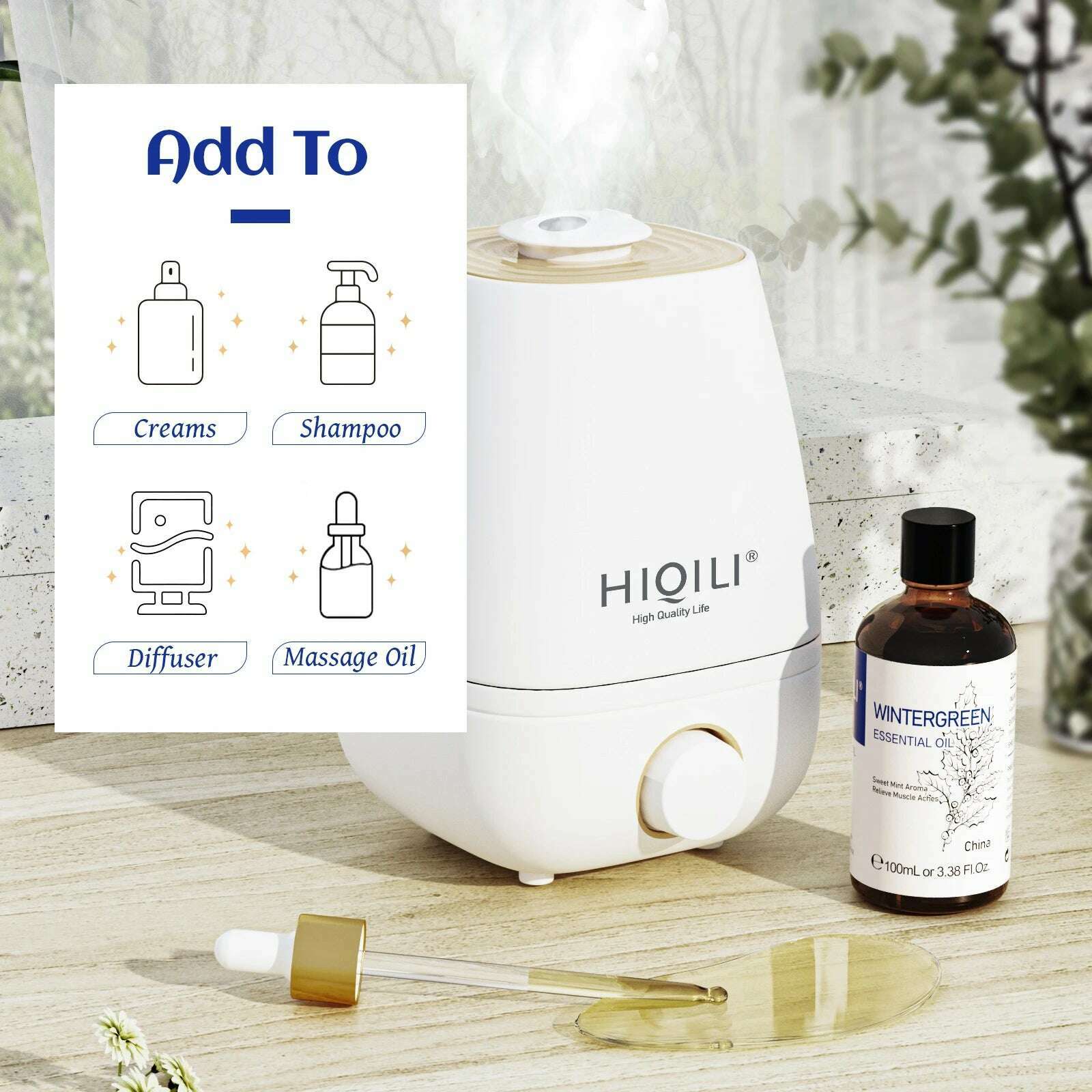 KIMLUD, HIQILI 100ML Wintergreen Rose Jasmine Mint Clove Essential Oils for Skin Care Diffuser Humidifier Massage Candle Soap Making, KIMLUD Womens Clothes