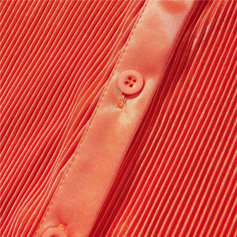 hirigin Pleated Loungewear Set Woman 2 Pieces Summer Long Sleeve Button Shirt Trousers Casual Women's Workout Clothing Outfits - KIMLUD