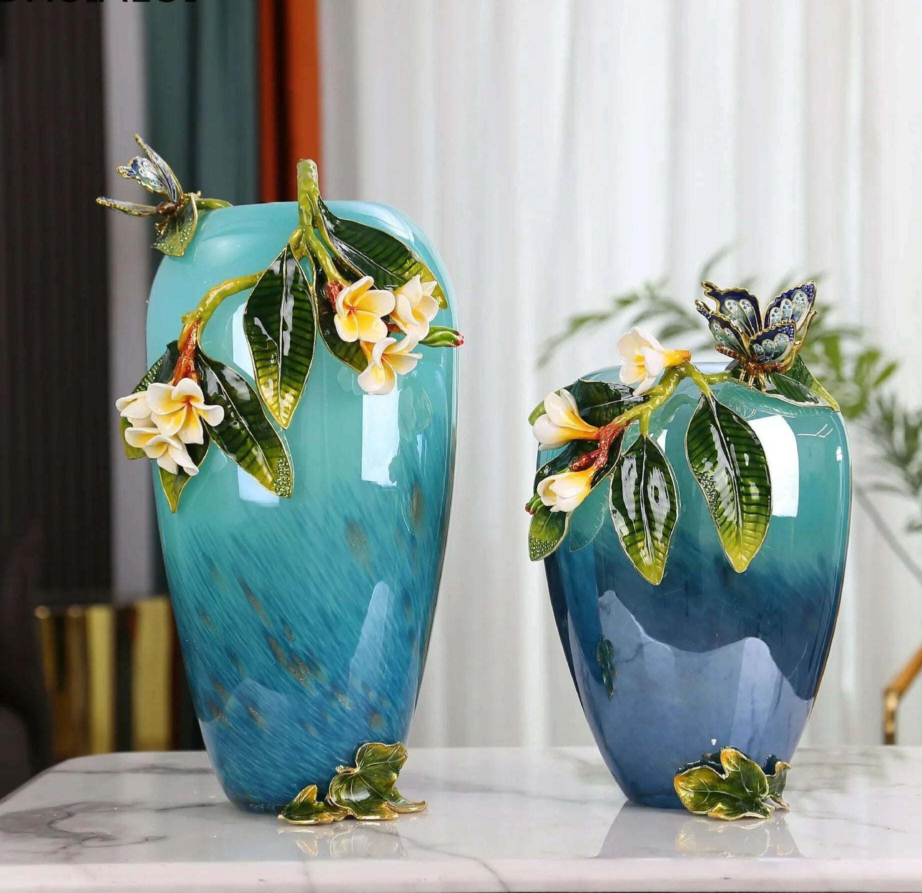 Home decoration accessories Glass Vase Handmade enamel colored vase Living room decorations Flower arrangement device - KIMLUD