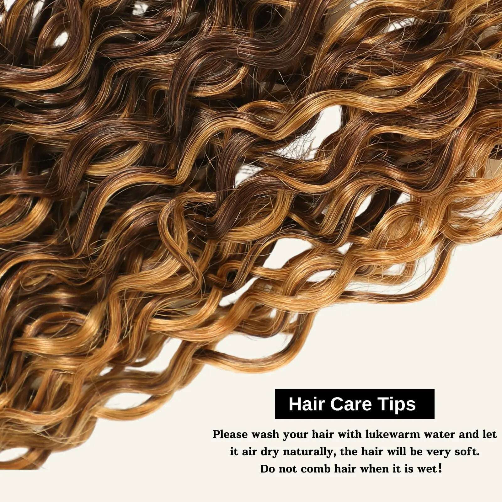 KIMLUD, Honey Blonde Highlight Deep Wave Bundles 22 Inch P4/27 Ombre Single Bundles Wet and Wavy Bundle Human Hair Highlight Brown Color, KIMLUD Womens Clothes