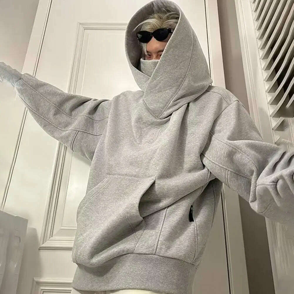 Hoodie Pullover Turtleneck Keep Warm Neck Protection Winter Hoodie Men Hoodie for Street - KIMLUD