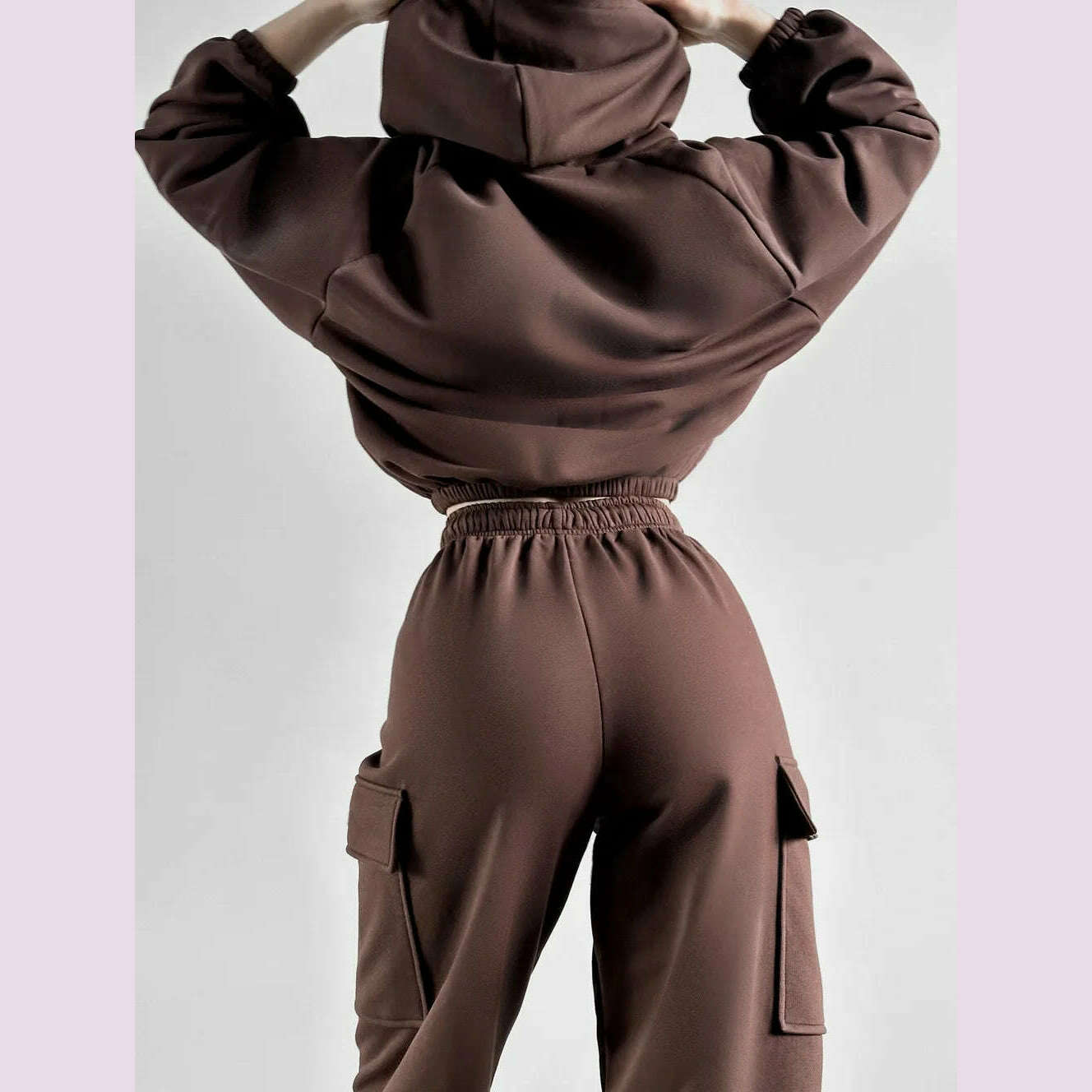 Hoodies Suit Winter Autumn Solid Casual Tracksuit Women Fleece 2 Pieces Set Sports Sweatshirts Pullover Jogger Sweatpants Outfit - KIMLUD