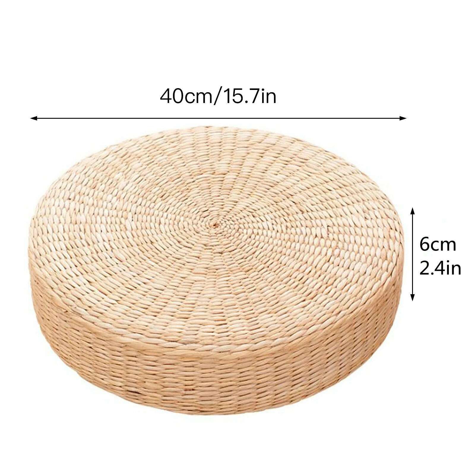 Hot 40cm*40cm Handmade Woven Natural Straw Round Pouf Tatami Cushion Floor Japanese Style Cushion Home Textile - KIMLUD
