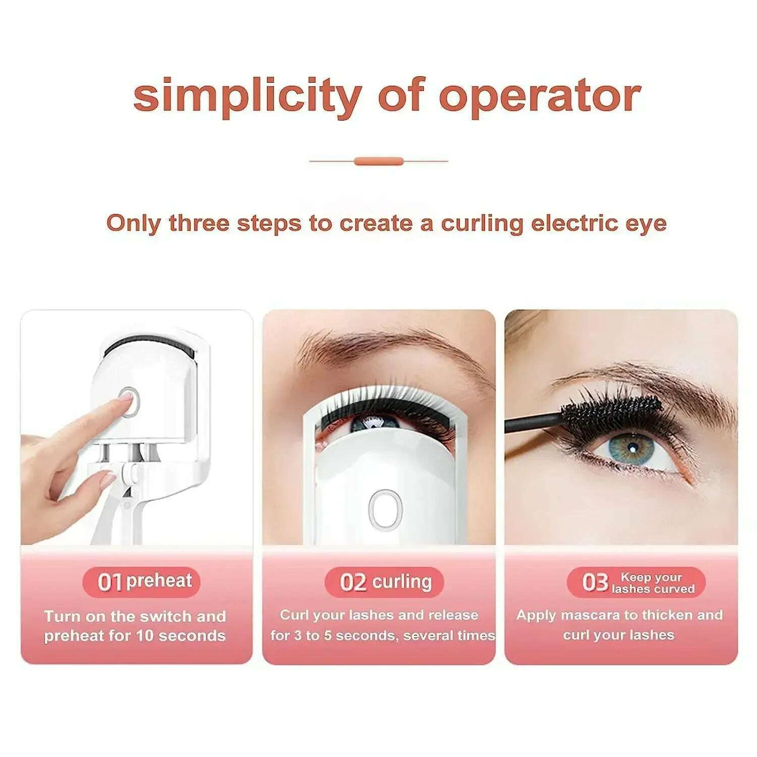KIMLUD, Hot sale Electric Eyelash Curler USB Charging Model Fast Heating Portable Fast Shaping and Long Lasting Curling Eyelash Clip, KIMLUD Womens Clothes