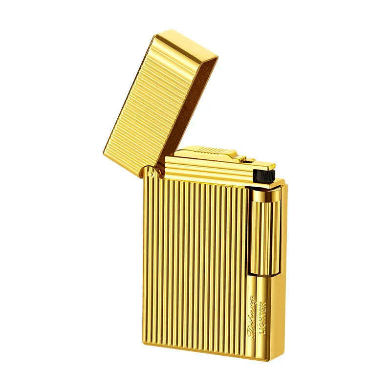 KIMLUD, Hot Side Slide Grinding Wheel Open Flame Butane Gas Lighters Classic Vintage Portable Metal Lighters Luxury Men's High-End Gifts, KIMLUD Womens Clothes