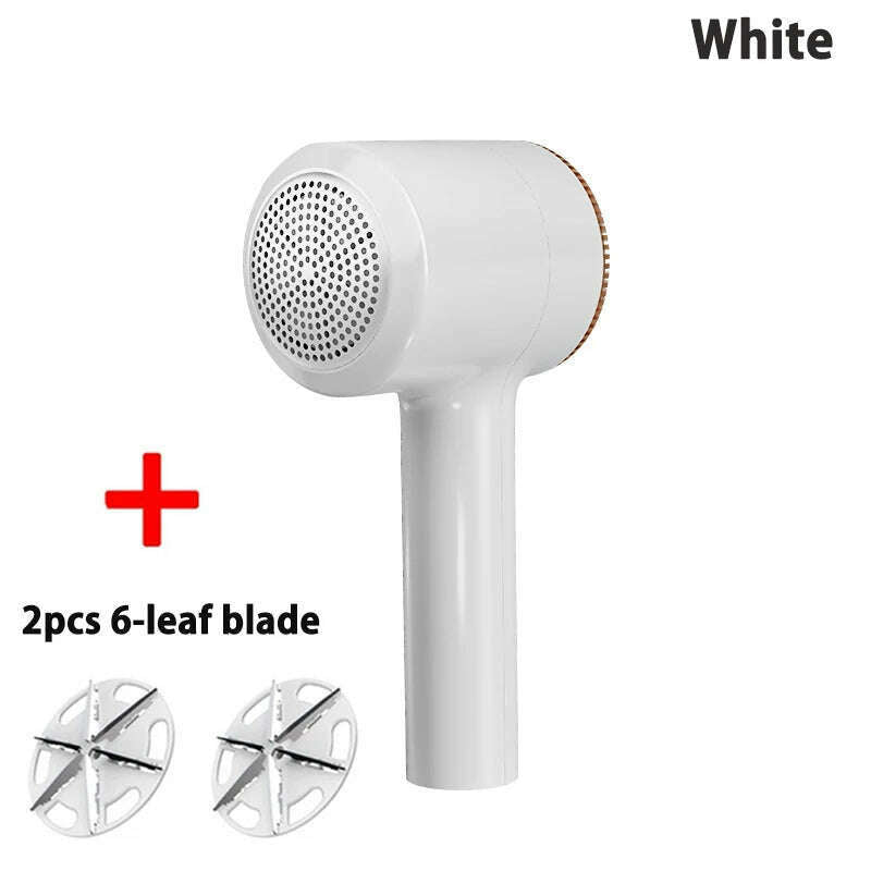 KIMLUD, Household Electric Lint Remover For Clothing Hair Ball Trimmer Fuzz Clothes Sweater Shaver Spools Removal Device Rechargeable, White 2 blades, KIMLUD APPAREL - Womens Clothes