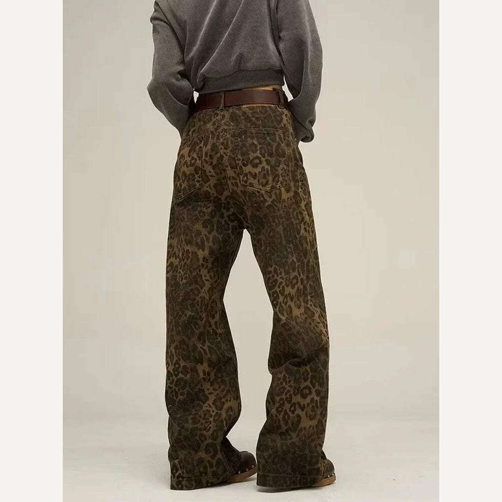 KIMLUD, HOUZHOU Tan Leopard Jeans Women Denim Pants Female Oversize Wide Leg Trousers Streetwear Hip Hop Vintage Clothes Loose Casual, KIMLUD Womens Clothes