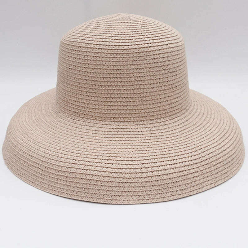KIMLUD, HT2303 2023 New Summer Sun Hats Ladies Solid Plain Elegant Wide Brim Hat Female Round Top Panama Floppy Straw Beach Hat Women, KIMLUD Womens ClothesKIMLUD, HT2303 2023 New Summer Sun Hats Ladies Solid Plain Elegant Wide Brim Hat Female Round Top Panama Floppy Straw Beach Hat Women, Pink, KIMLUD APPAREL - Womens Clothes