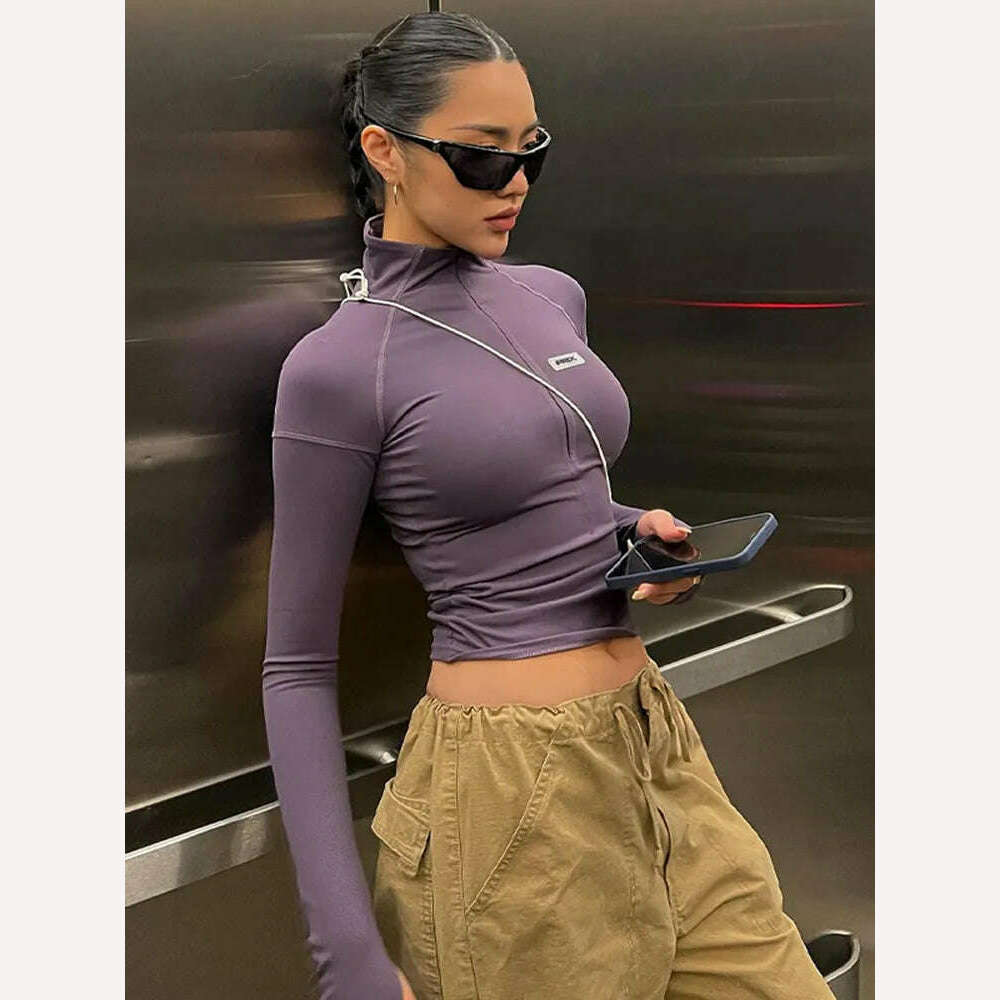 Bodycon Zipper Long Sleeve Crop Top | KIMLUD Bodycon Zipper Long Sleeve Crop Top | KIMLUD