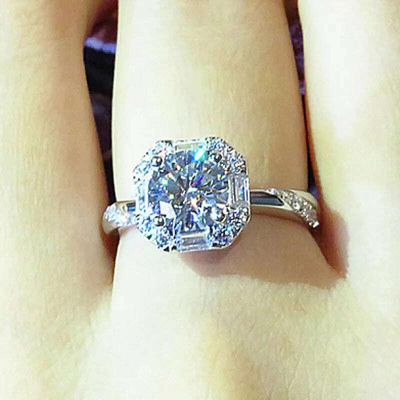 KIMLUD, Huitan Modern Design 2022 New Ring for Women Brilliant Cubic Zirconia Creative Wedding Bands Accessories Female Fashion Jewelry, KIMLUD Womens Clothes