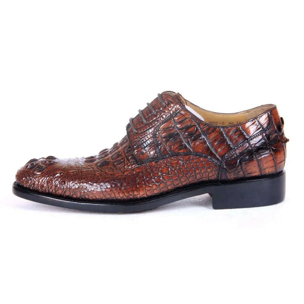 KIMLUD, Hulangzhishi Men's Crocodile Leather Shoes in Brush Color for Business and Formal Occasions Trendy Dress Shoes with Short Length, KIMLUD Womens Clothes