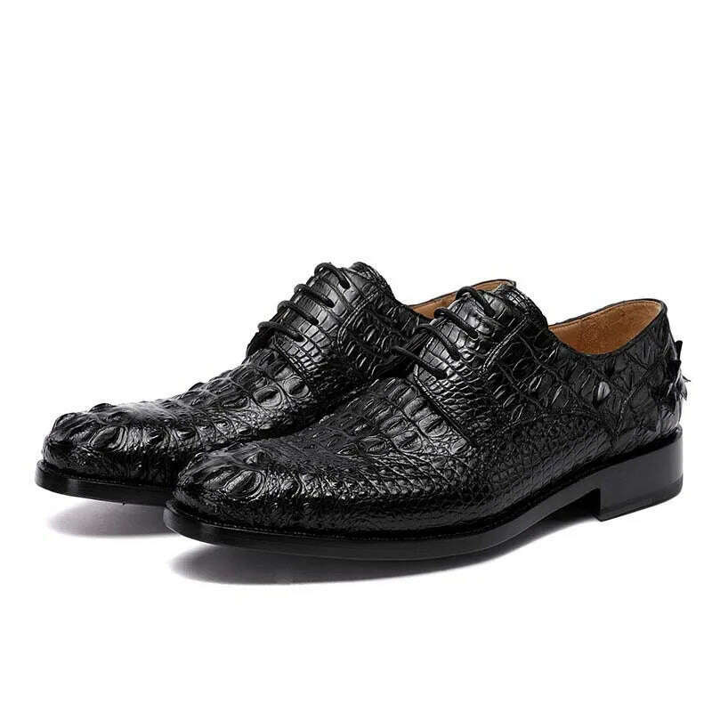 KIMLUD, Hulangzhishi Men's Crocodile Leather Shoes in Brush Color for Business and Formal Occasions Trendy Dress Shoes with Short Length, balck / 43 / CHINA, KIMLUD APPAREL - Womens Clothes