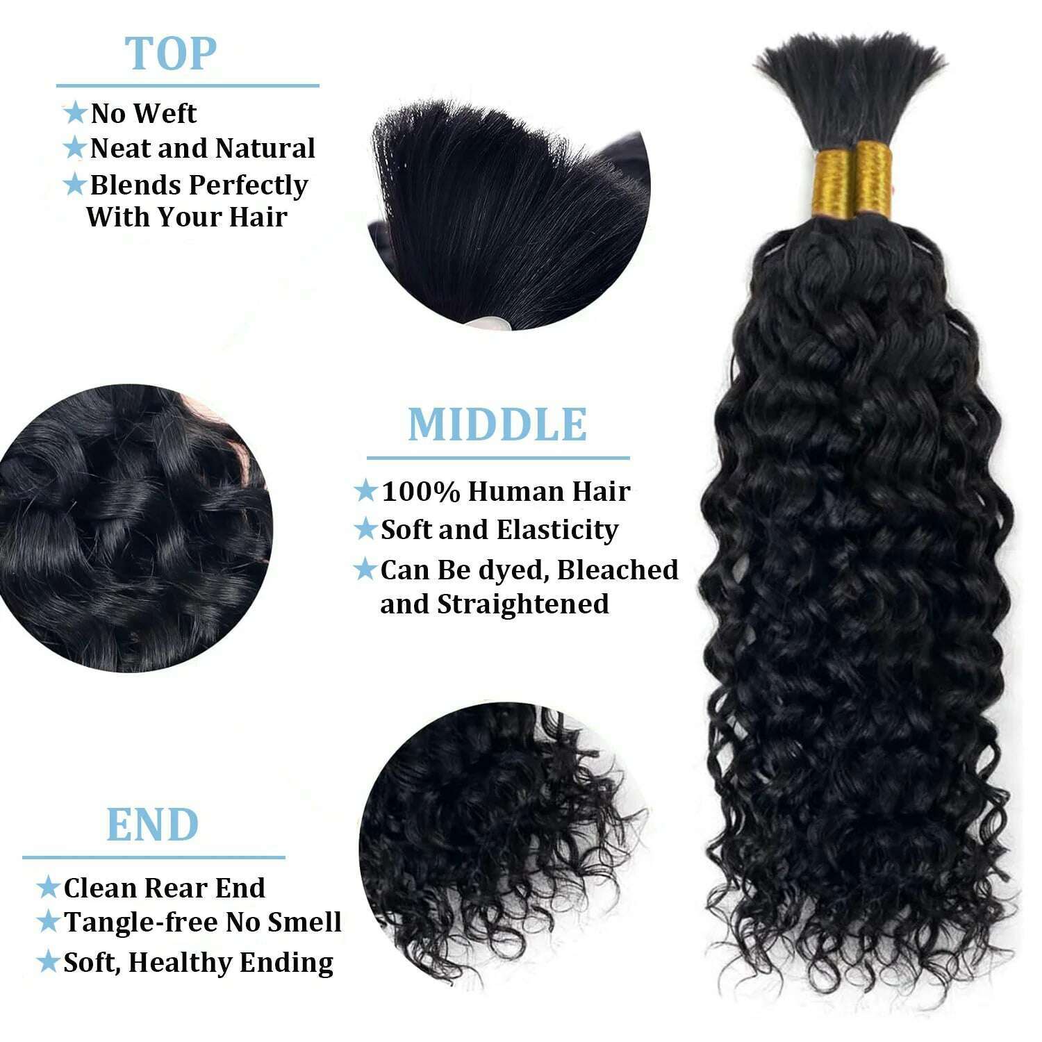 Human Braiding Hair Deep Wave Curly Bulk Human Hair 100g No Weft Human Hair Bundles Micro Human Braiding Hair for Boho Braids - KIMLUD