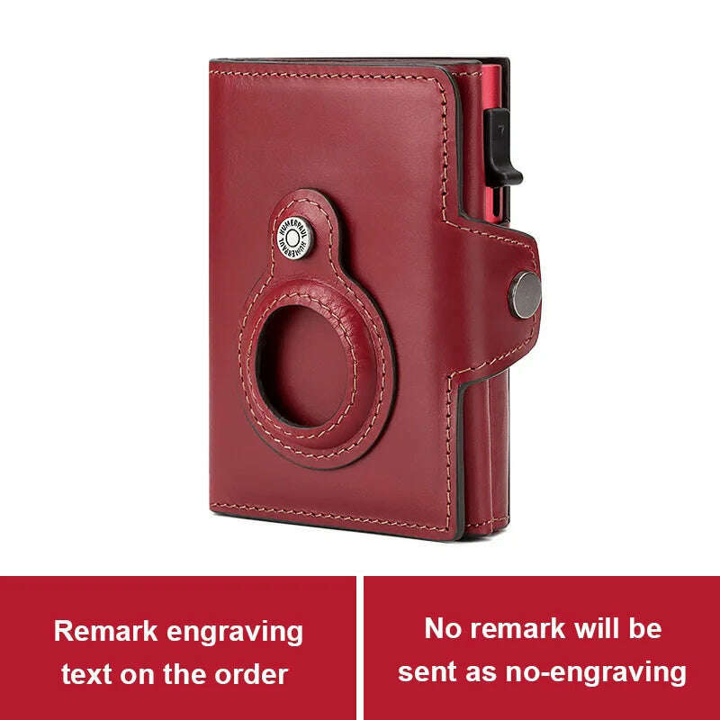 HUMERPAUL Wallet for Apple Airtage RFID Blocking Card Holder Business Aluminum Pop Up Slide Cardholder Case with Zip Coin Purse - KIMLUD