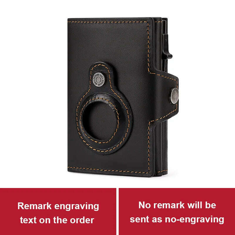 HUMERPAUL Wallet for Apple Airtage RFID Blocking Card Holder Business Aluminum Pop Up Slide Cardholder Case with Zip Coin Purse - KIMLUD