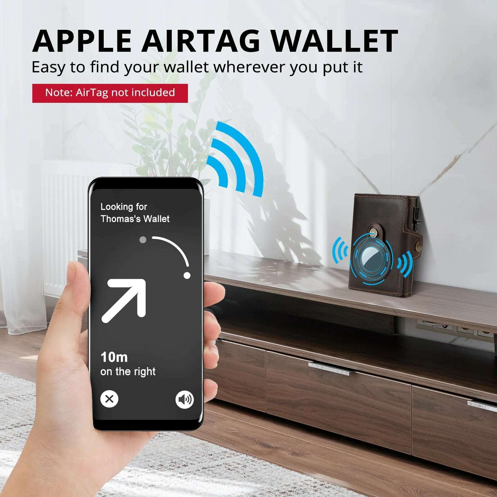 HUMERPAUL Wallet for Apple Airtage RFID Blocking Card Holder Business Aluminum Pop Up Slide Cardholder Case with Zip Coin Purse - KIMLUD