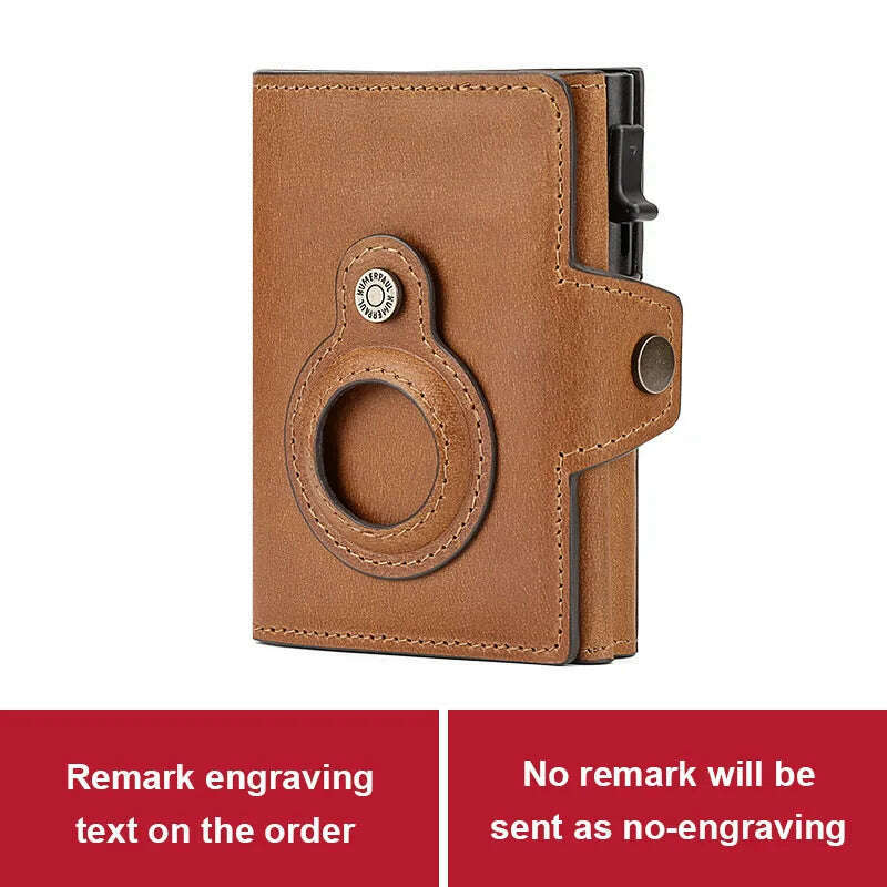 HUMERPAUL Wallet for Apple Airtage RFID Blocking Card Holder Business Aluminum Pop Up Slide Cardholder Case with Zip Coin Purse - KIMLUD