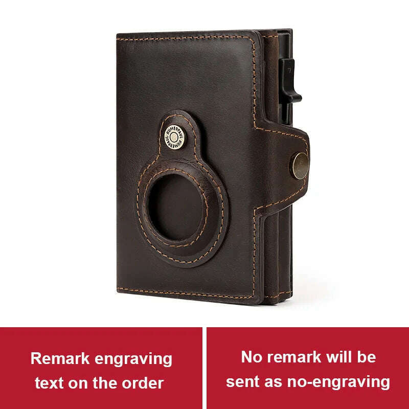 HUMERPAUL Wallet for Apple Airtage RFID Blocking Card Holder Business Aluminum Pop Up Slide Cardholder Case with Zip Coin Purse - KIMLUD