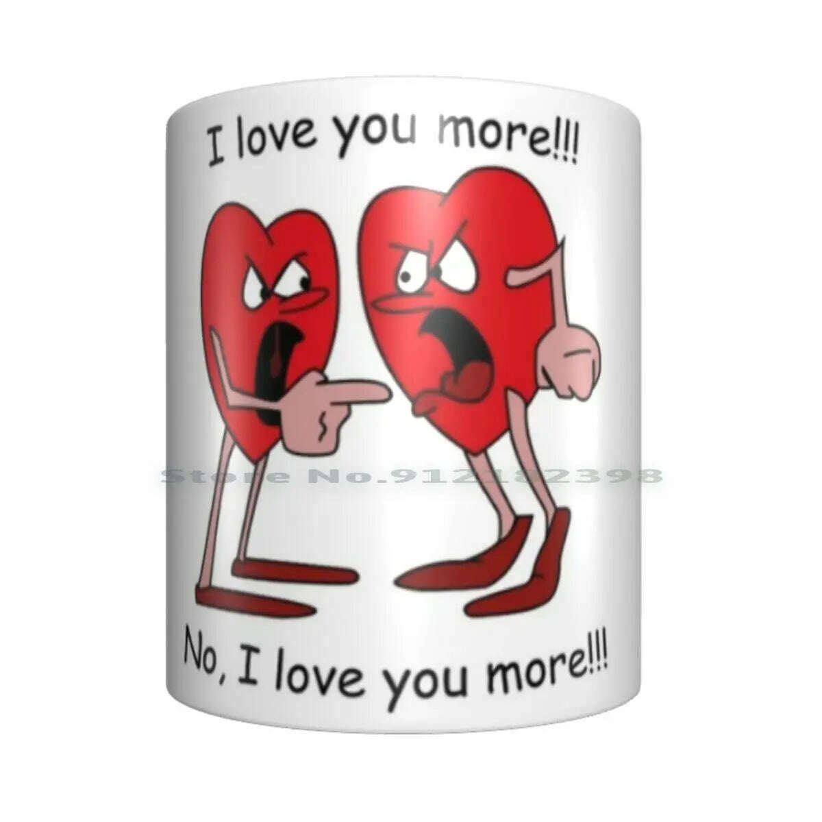KIMLUD, I Love You More! Ceramic Mugs Coffee Cups Milk Tea Mug Hearts Love Valentines Day Romantic Creative Trending Vintage Gift, KIMLUD Womens Clothes