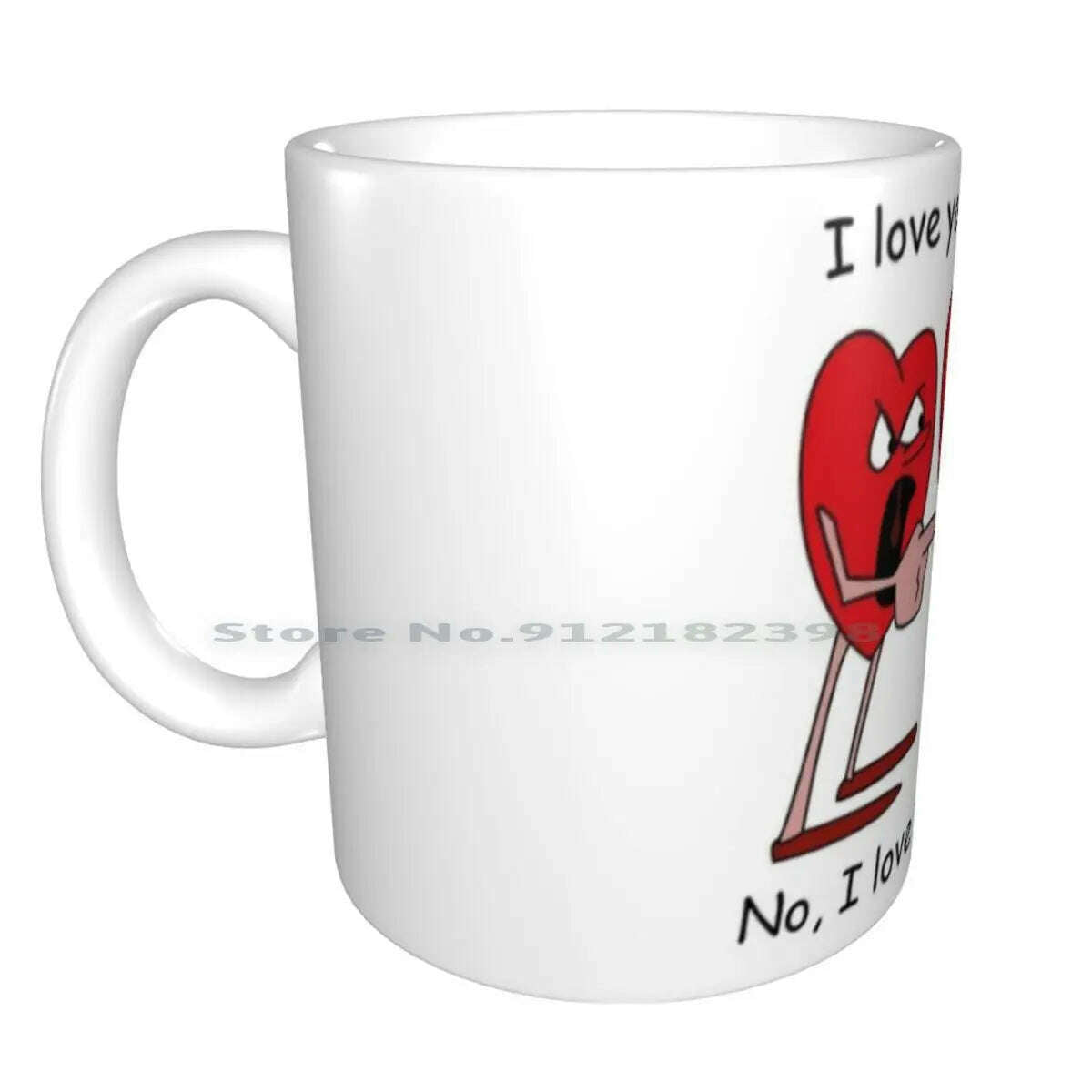 KIMLUD, I Love You More! Ceramic Mugs Coffee Cups Milk Tea Mug Hearts Love Valentines Day Romantic Creative Trending Vintage Gift, Total White Mug / One Size, KIMLUD APPAREL - Womens Clothes