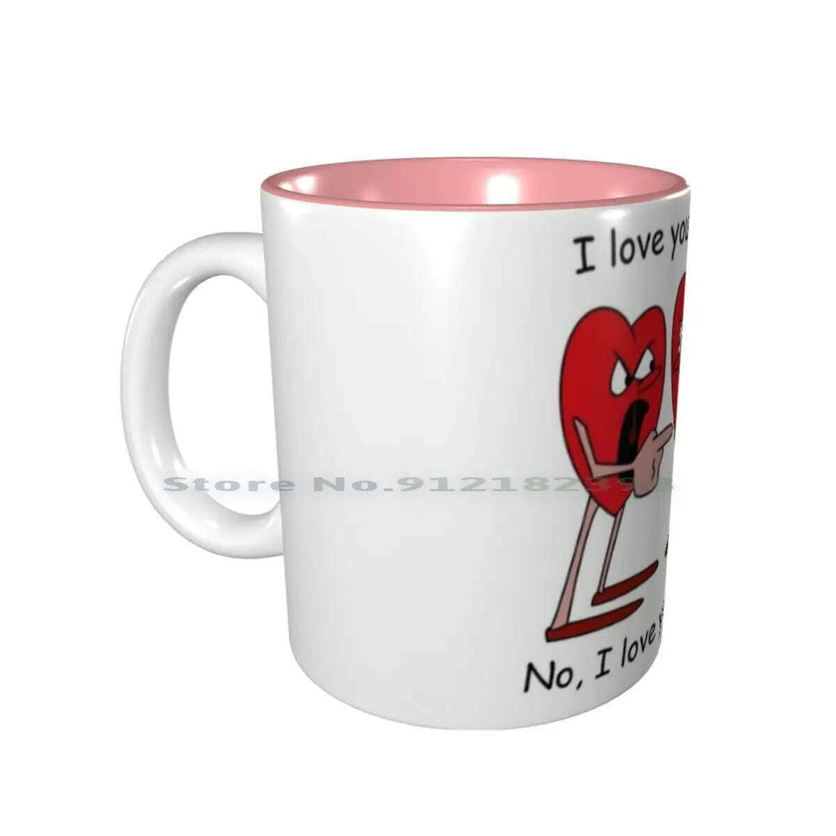 KIMLUD, I Love You More! Ceramic Mugs Coffee Cups Milk Tea Mug Hearts Love Valentines Day Romantic Creative Trending Vintage Gift, Inside Pink Mug / One Size, KIMLUD APPAREL - Womens Clothes