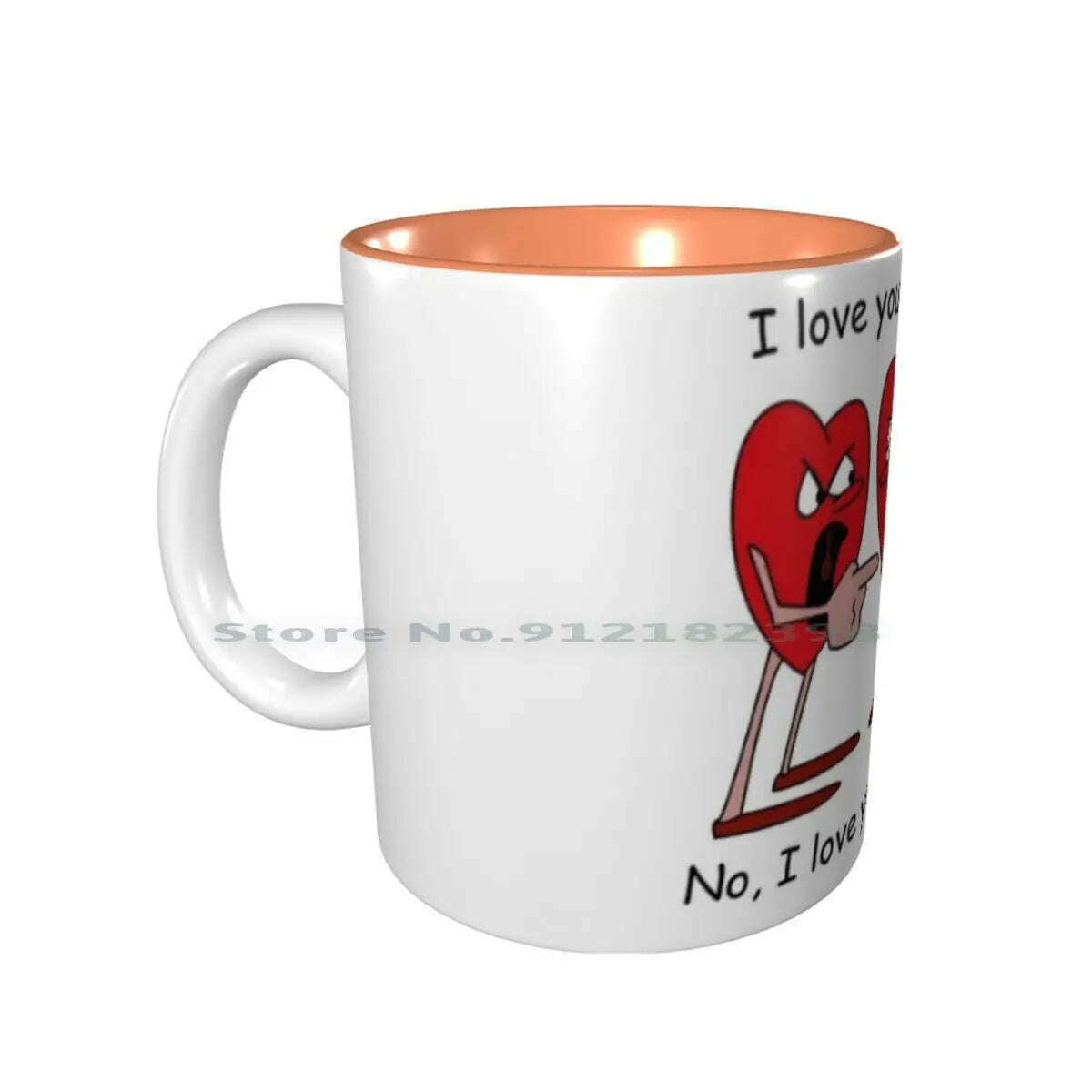 KIMLUD, I Love You More! Ceramic Mugs Coffee Cups Milk Tea Mug Hearts Love Valentines Day Romantic Creative Trending Vintage Gift, Inside Orange Mug / One Size, KIMLUD APPAREL - Womens Clothes