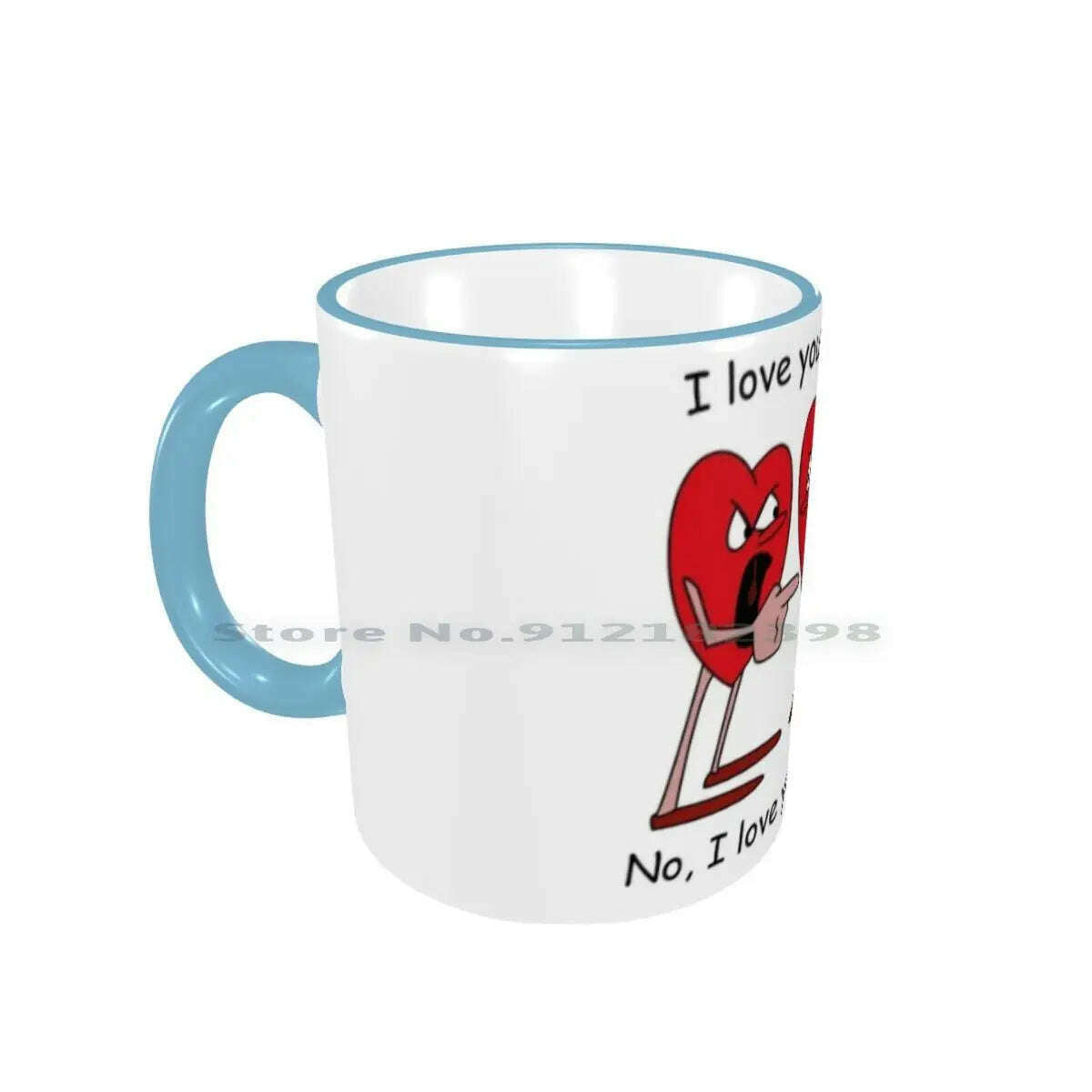 KIMLUD, I Love You More! Ceramic Mugs Coffee Cups Milk Tea Mug Hearts Love Valentines Day Romantic Creative Trending Vintage Gift, Border SkyBlue Mug / One Size, KIMLUD APPAREL - Womens Clothes