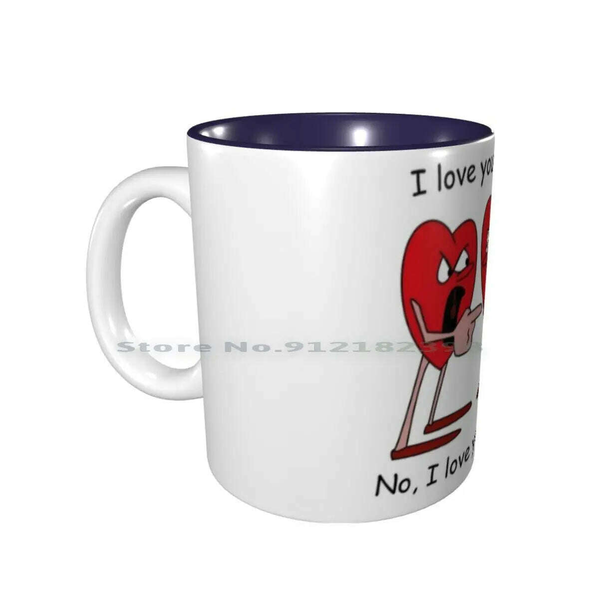 KIMLUD, I Love You More! Ceramic Mugs Coffee Cups Milk Tea Mug Hearts Love Valentines Day Romantic Creative Trending Vintage Gift, Inside Navy Mug / One Size, KIMLUD APPAREL - Womens Clothes