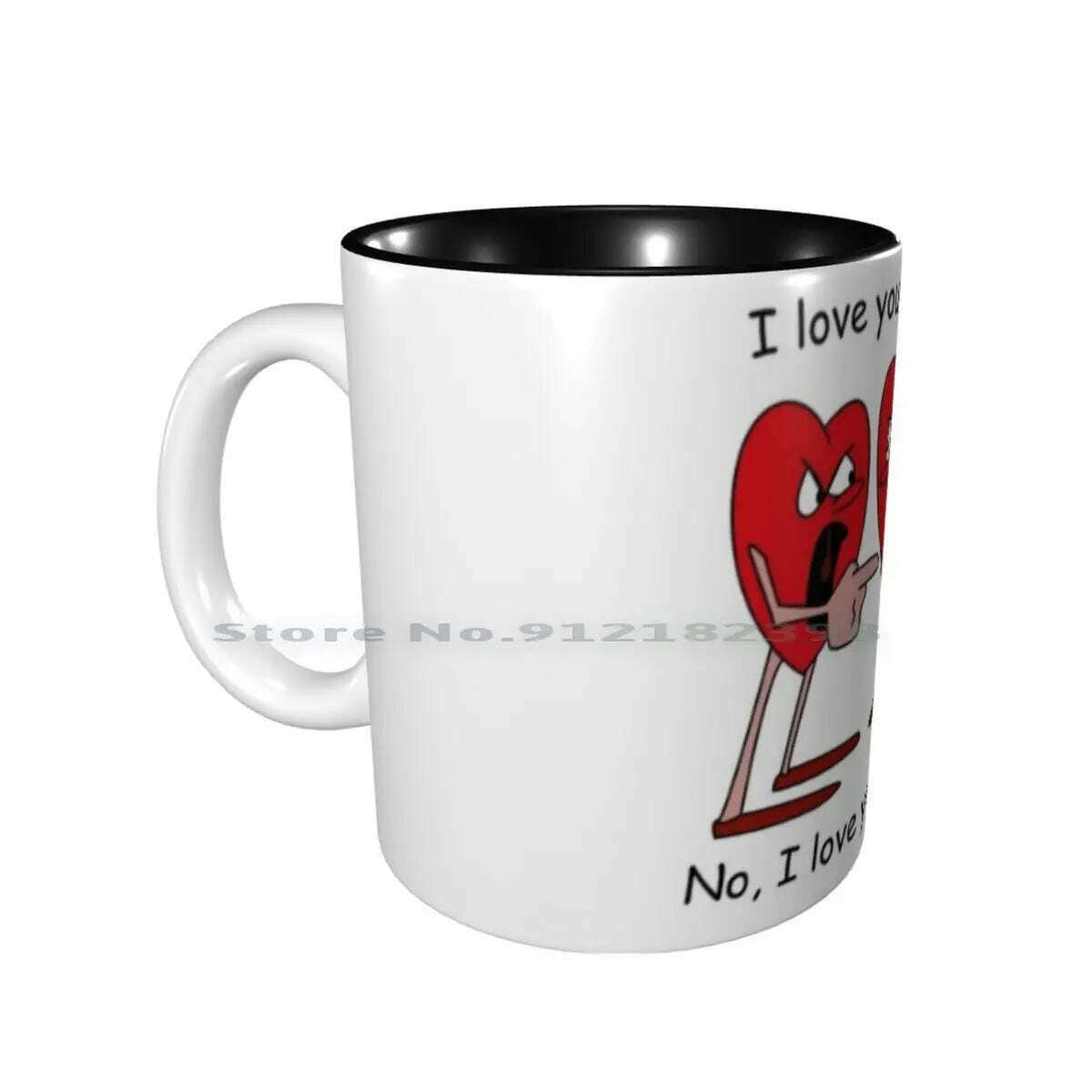 KIMLUD, I Love You More! Ceramic Mugs Coffee Cups Milk Tea Mug Hearts Love Valentines Day Romantic Creative Trending Vintage Gift, Inside Black Mug / One Size, KIMLUD APPAREL - Womens Clothes