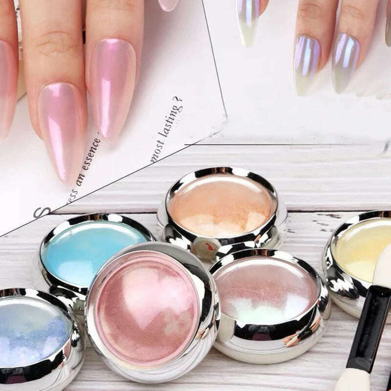 KIMLUD, Ice Muscle Aurora Neon Glitter Mirror Nail Powder Pigment Pearl Nail Art Glitter Dust Chrome Aurora Blue Manicure Holographic, KIMLUD Womens Clothes
