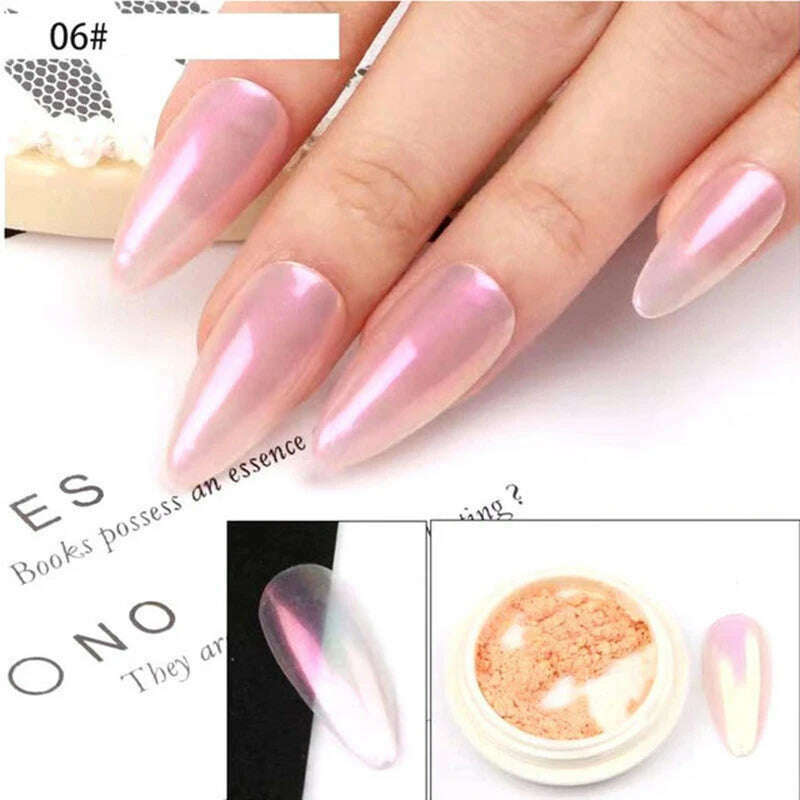 KIMLUD, Ice Muscle Aurora Neon Glitter Mirror Nail Powder Pigment Pearl Nail Art Glitter Dust Chrome Aurora Blue Manicure Holographic, 06, KIMLUD APPAREL - Womens Clothes