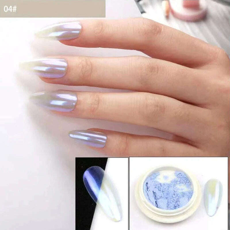 KIMLUD, Ice Muscle Aurora Neon Glitter Mirror Nail Powder Pigment Pearl Nail Art Glitter Dust Chrome Aurora Blue Manicure Holographic, 04, KIMLUD APPAREL - Womens Clothes