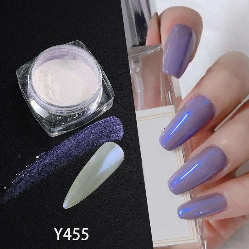 KIMLUD, Ice Muscle Aurora Neon Glitter Mirror Nail Powder Pigment Pearl Nail Art Glitter Dust Chrome Aurora Blue Manicure Holographic, KIMLUD Womens Clothes