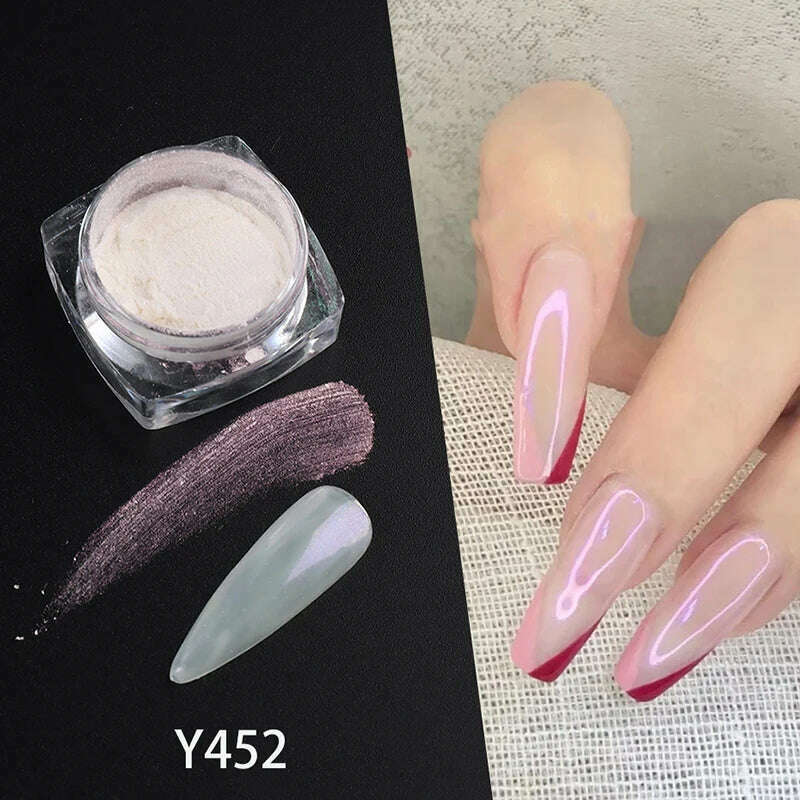 KIMLUD, Ice Muscle Aurora Neon Glitter Mirror Nail Powder Pigment Pearl Nail Art Glitter Dust Chrome Aurora Blue Manicure Holographic, Y452, KIMLUD APPAREL - Womens Clothes