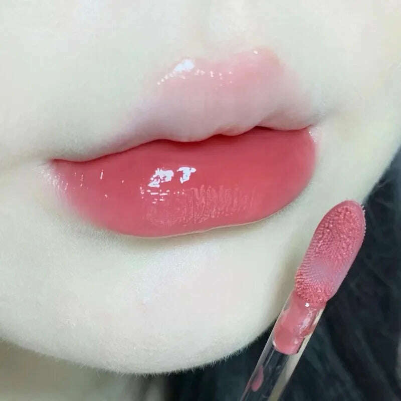 KIMLUD, Iced Tea Mirror Lip Glaze Watery Lip Gloss Waterproof Lasting Transparent Jelly Liquid Lipstick Womon Beauty Makeup Lip Cosmetic, KIMLUD Womens Clothes