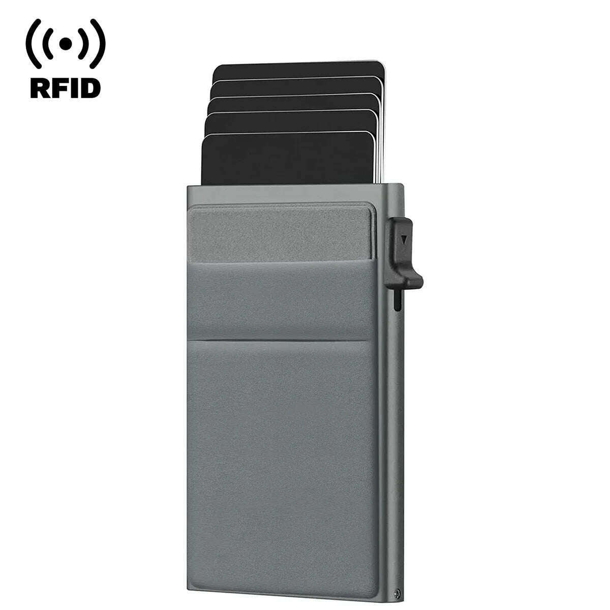 KIMLUD, ID Credit Bank Card Holder Wallet Luxury Brand Men Anti Rfid Blocking Protected Magic Leather Slim Mini Small Money Wallets Case, Type3-Grey, KIMLUD APPAREL - Womens Clothes