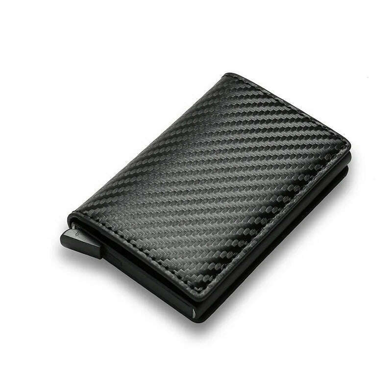 KIMLUD, ID Credit Bank Card Holder Wallet Luxury Brand Men Anti Rfid Blocking Protected Magic Leather Slim Mini Small Money Wallets Case, Type1-Black, KIMLUD APPAREL - Womens Clothes