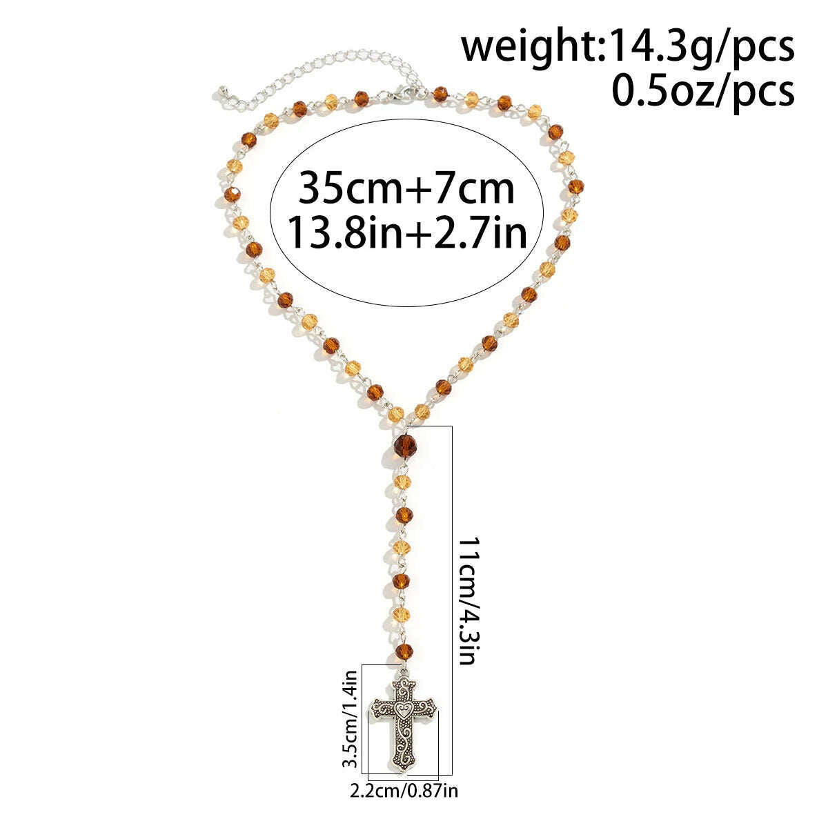 KIMLUD, Ingemark Goth Cross Jesus Pendant Tassel Choker Necklace for Women Trendy Vintage Crystal Beads Chain Y2K Jewelry Accessories, KIMLUD Womens Clothes