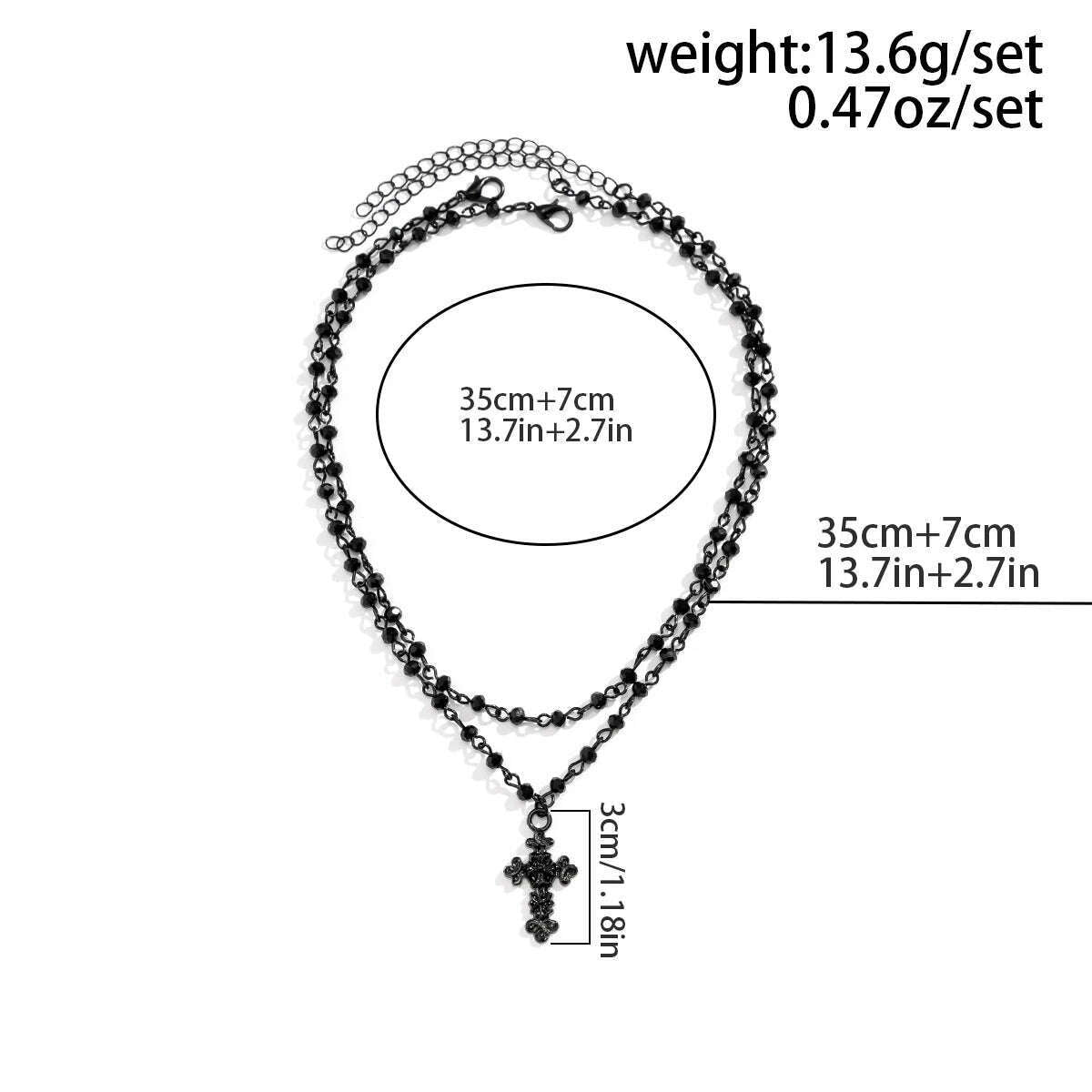 Ingemark Gothic Black Cross Jesus Star Pendant Choker Necklace for Women Punk Vintage Metal Chain Neck Jewelry Accessories New - KIMLUD