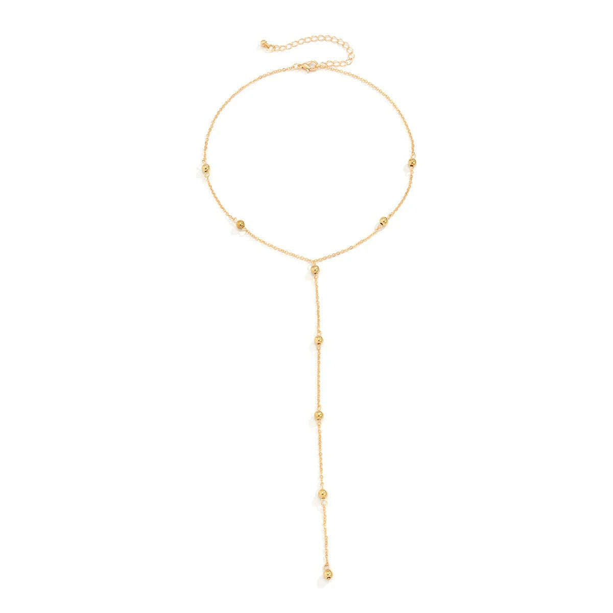 Ingemark Minimalism 2022 Long Tassel Necklace for Women Girls Vintage Chest Thin Chain Ball Pendant Female Neck Jewelry Gift New - KIMLUD