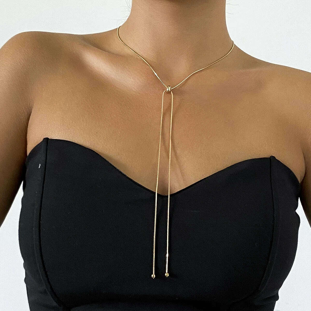 Ingemark Minimalism 2022 Long Tassel Necklace for Women Girls Vintage Chest Thin Chain Ball Pendant Female Neck Jewelry Gift New - KIMLUD