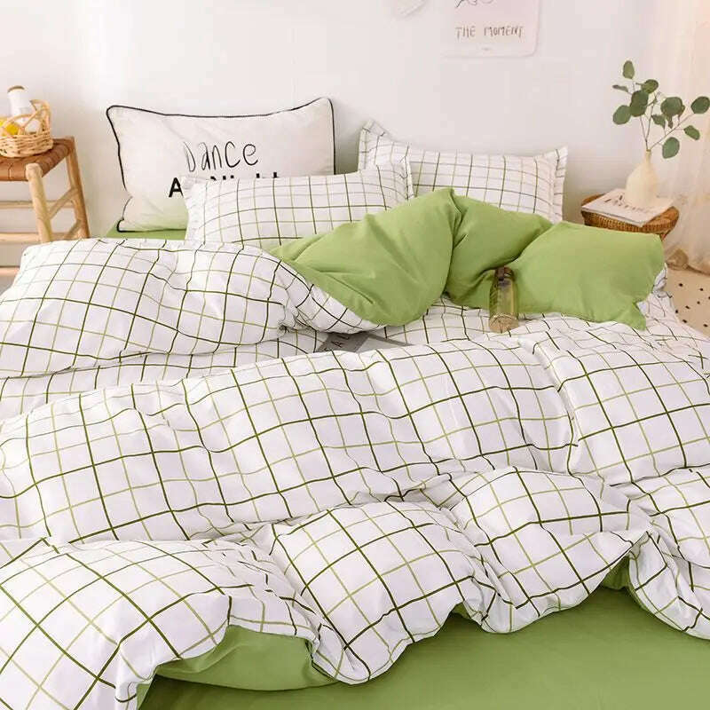Ins Heart Duvet Cover Set No Filler Flat Sheet Pillowcases Korean Style Floral Single Double Full Size Soft Girl Boys Bed Linens - KIMLUD