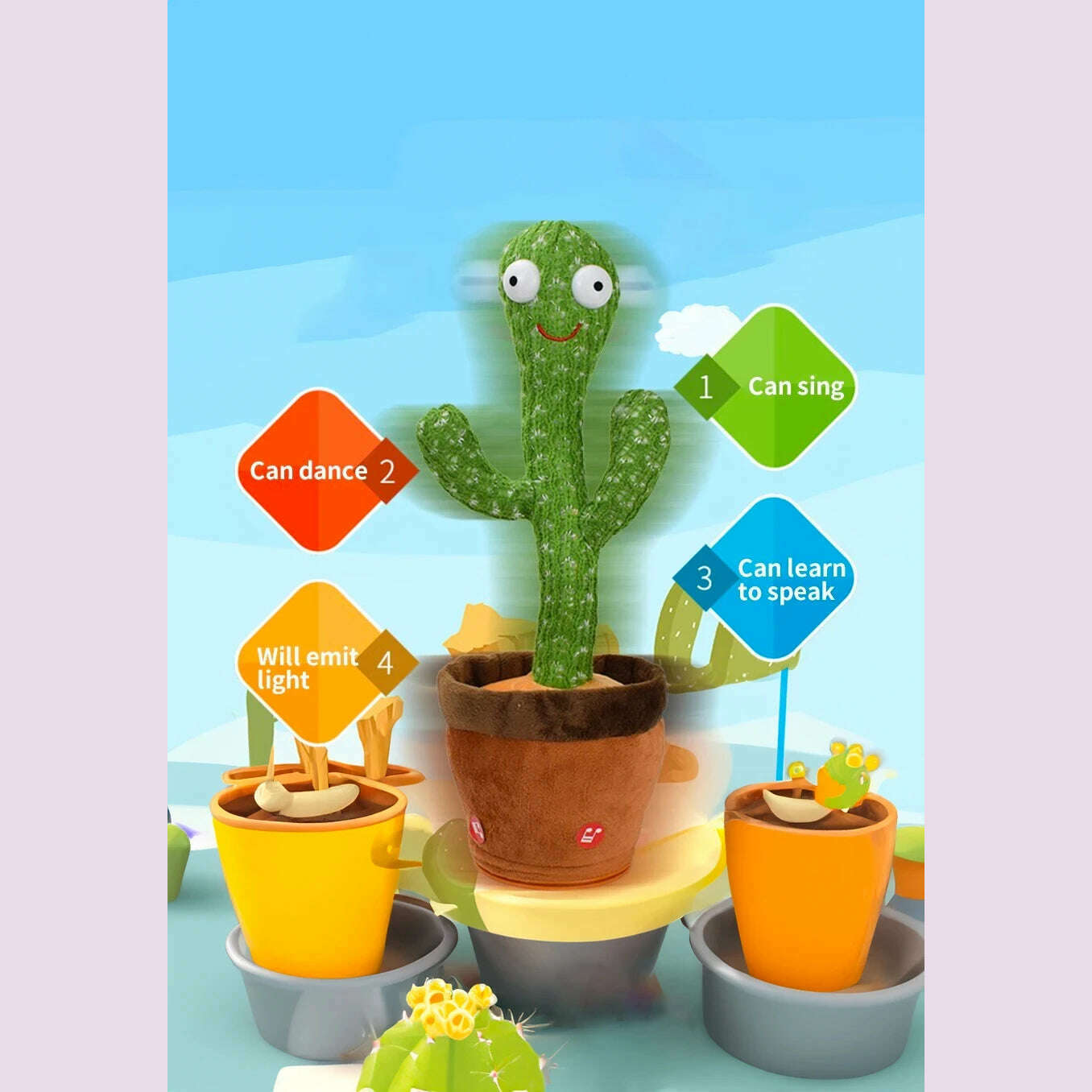 KIMLUD, Intelligent Cactus Interactive Learning and Musical Toy for Kids to Dance Record and Speak with Fun, KIMLUD Womens Clothes