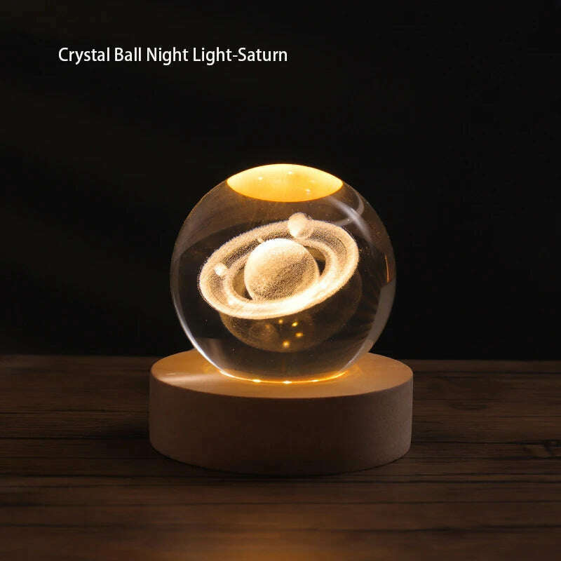 KIMLUD, Interstellar Universe Moon Crystal Ball Night Light Desktop Bedroom Home Decoration Romantic Valentine Day Kid Gift Night Lamp, Saturn, KIMLUD APPAREL - Womens Clothes