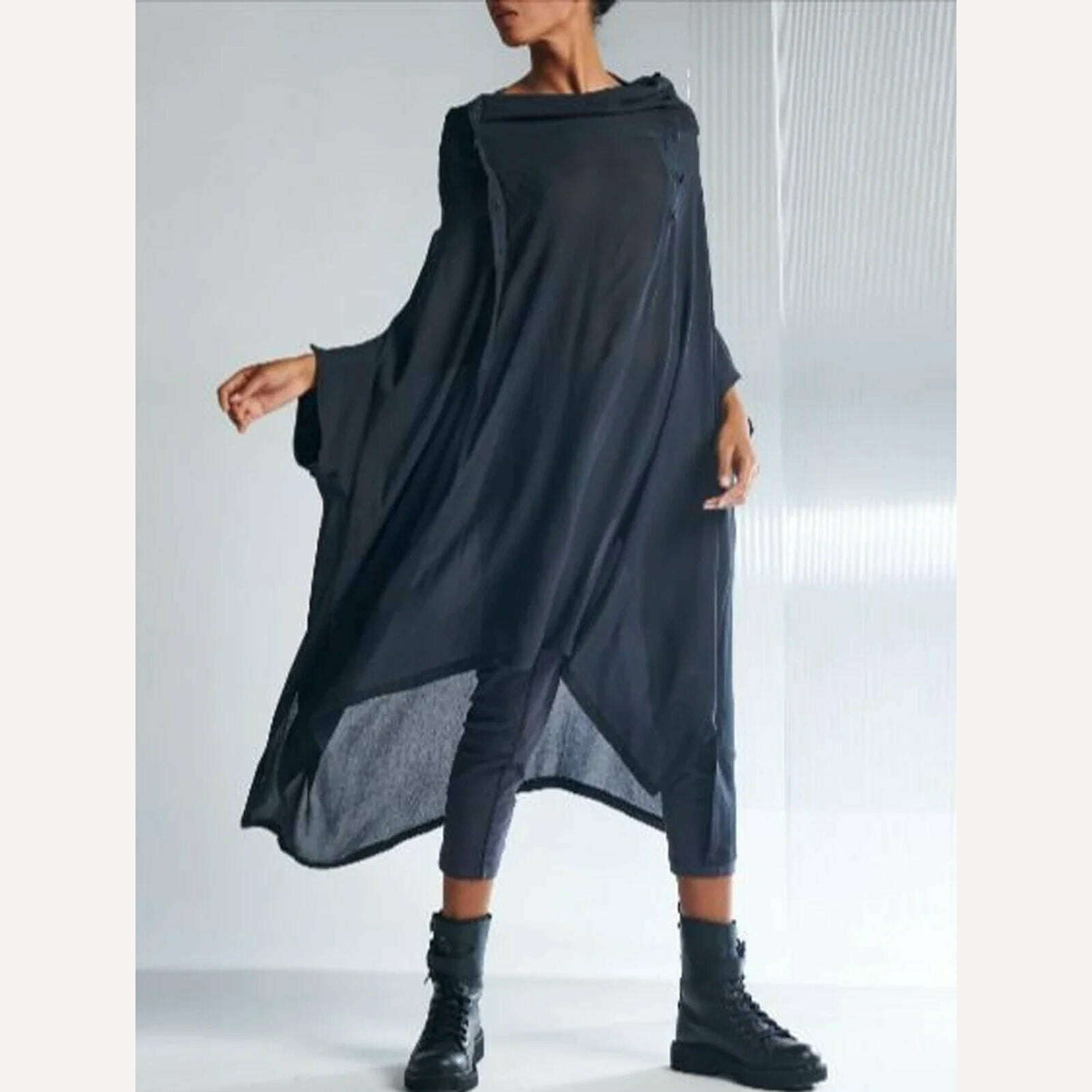 KIMLUD, Irregular Hem Elegant and Pretty Women's Dresses Summer Clothing Casual Plain Cowl Neck Half Sleeve Fashion Long Dress 2024, KIMLUD Womens Clothes