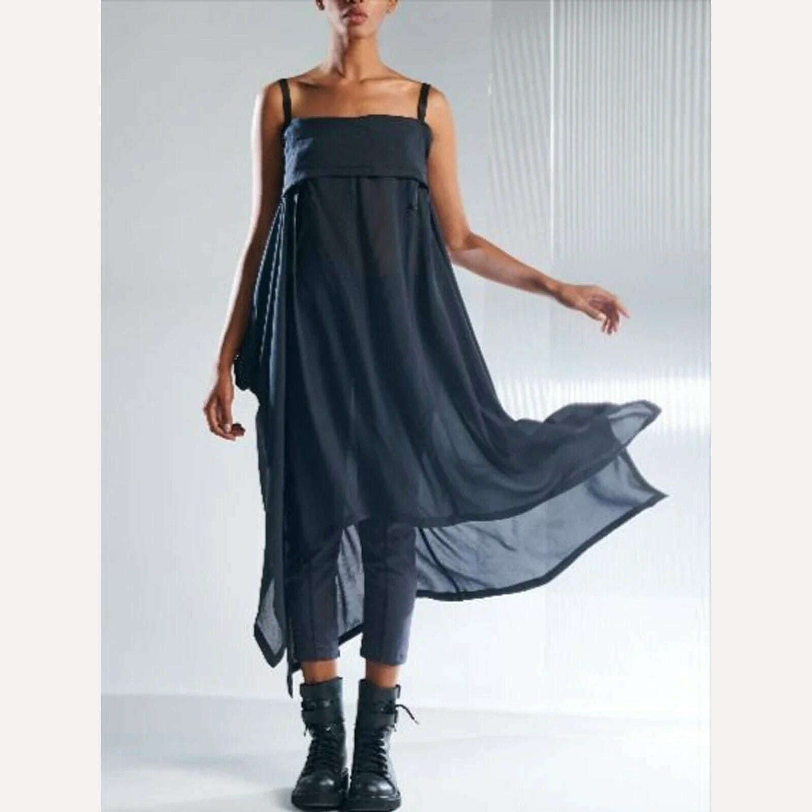 KIMLUD, Irregular Hem Elegant and Pretty Women's Dresses Summer Clothing Casual Plain Cowl Neck Half Sleeve Fashion Long Dress 2024, KIMLUD Womens Clothes