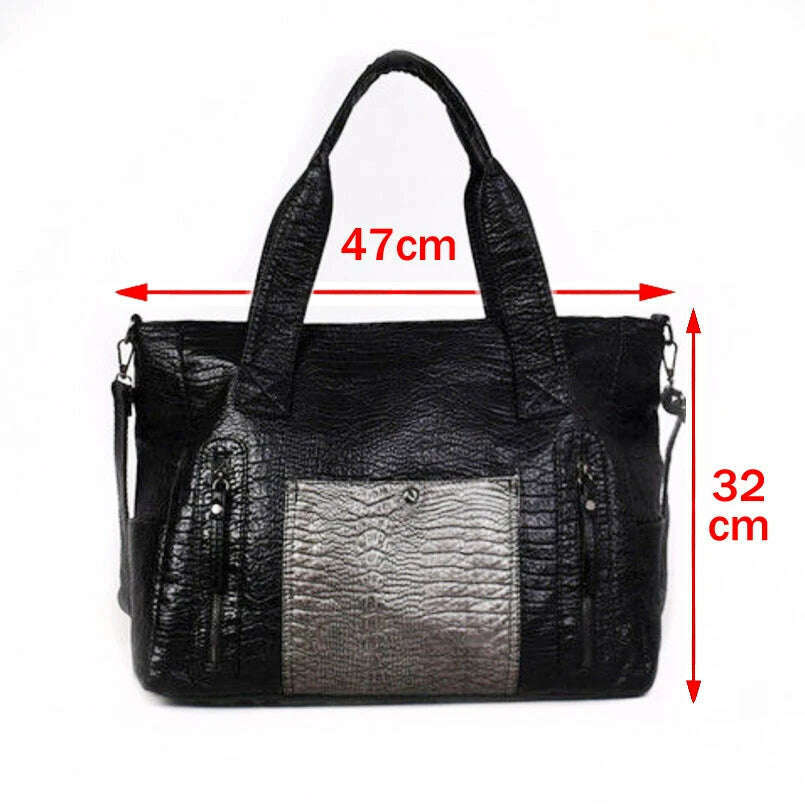 KIMLUD, It Crocodile Pattern Big Women Shoulder Bag 2021 Brand PU Leather Contrasting Color Handbag Large Pocket Sac A Main Luxury Bag, KIMLUD Womens Clothes