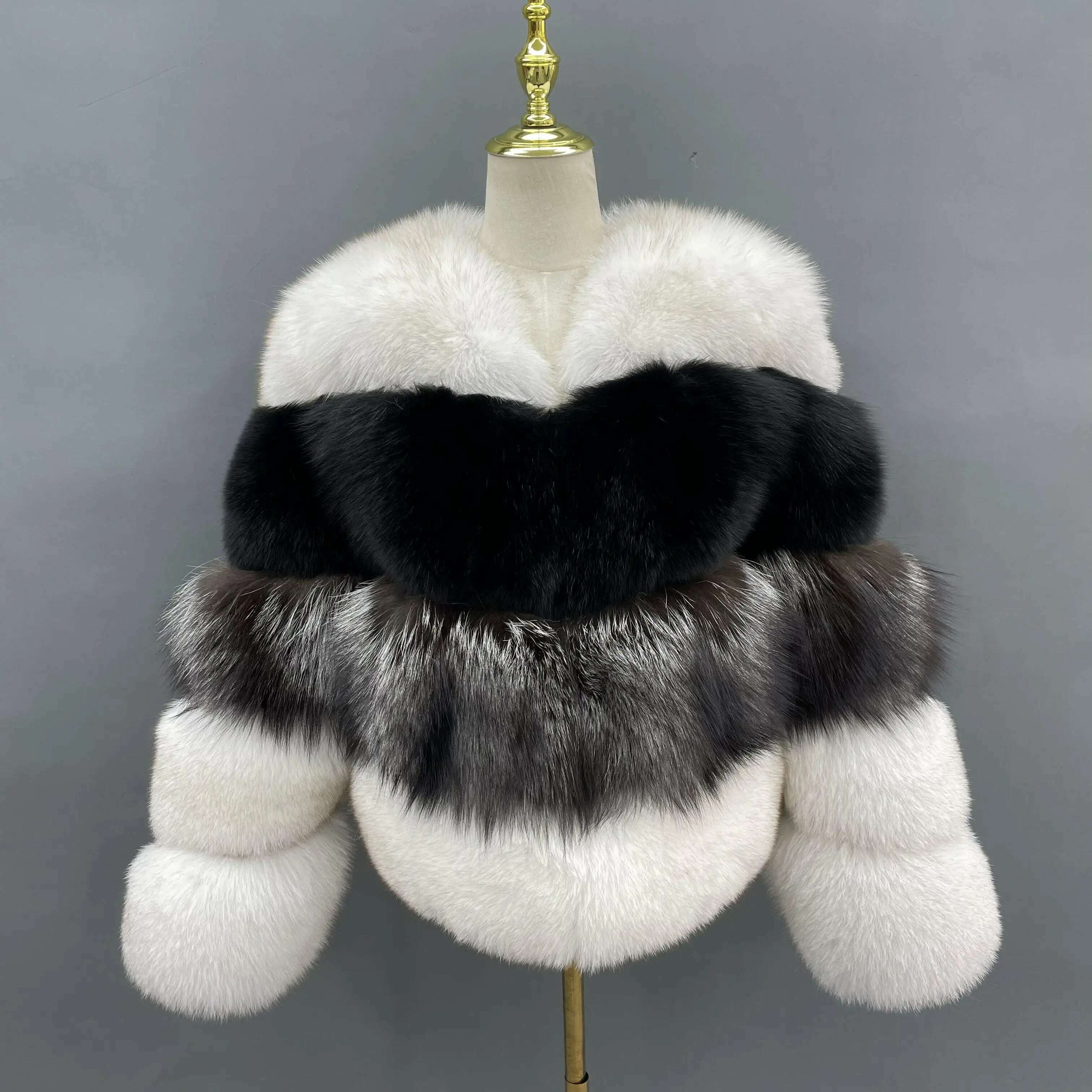 KIMLUD, JANEFUR Real Fur Coat Women 2023 Mixed Color Custom Fashion Natural Fox Fur Jacket Female Drop shipping Warm Winter Outfit, KIMLUD Womens ClothesKIMLUD, JANEFUR Real Fur Coat Women 2023 Mixed Color Custom Fashion Natural Fox Fur Jacket Female Drop shipping Warm Winter Outfit, as shown / S(bust 92cm), KIMLUD APPAREL - Womens Clothes