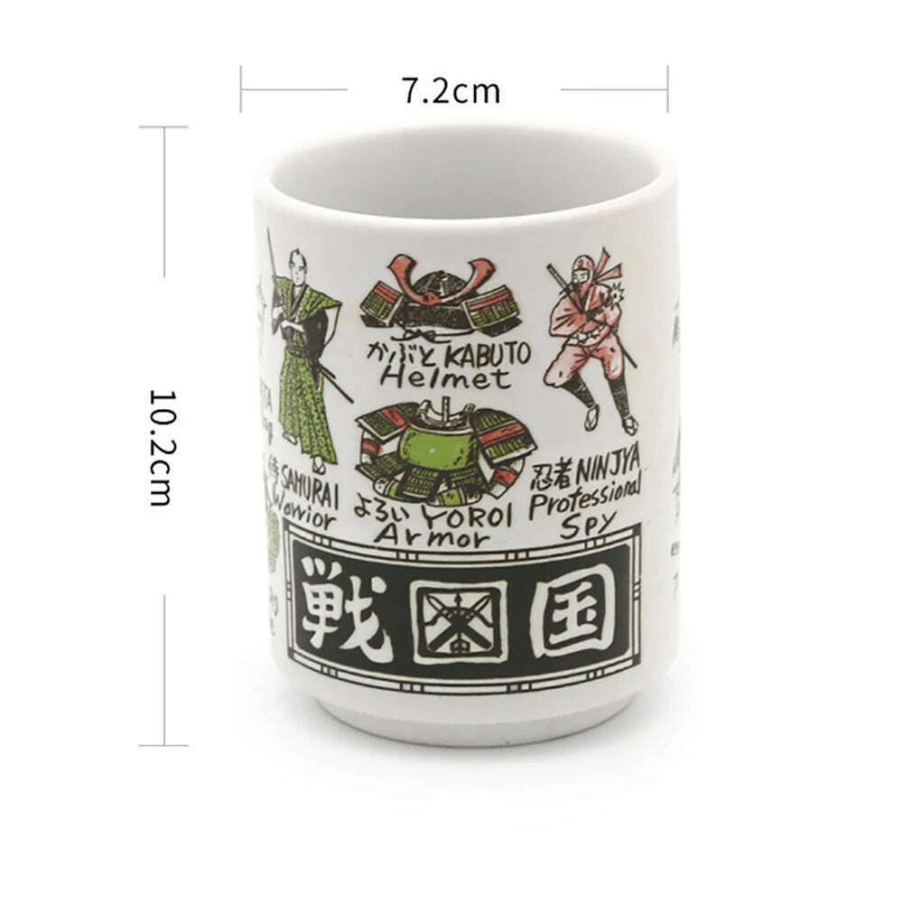 KIMLUD, Japanese Impression Ceramic Mugs 300ml Tea Wine Sushi Sake Cup Funny Family Restaurant Decoration Travel Gift for Friends, Warring States / 300ml, KIMLUD APPAREL - Womens Clothes