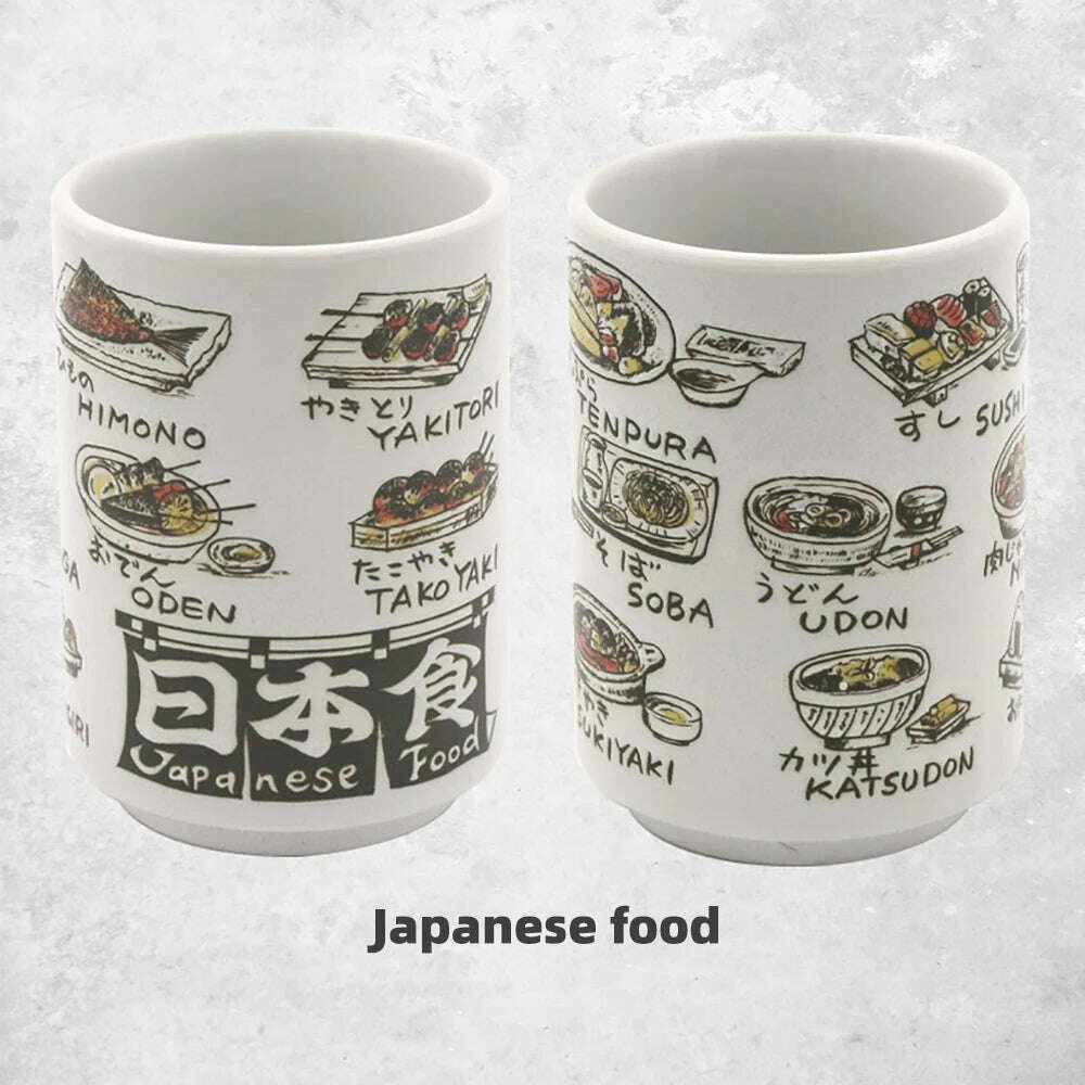 KIMLUD, Japanese Impression Ceramic Mugs 300ml Tea Wine Sushi Sake Cup Funny Family Restaurant Decoration Travel Gift for Friends, Japanese food / 300ml, KIMLUD APPAREL - Womens Clothes